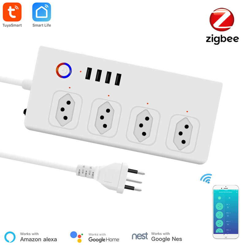 Smart Power Strip 4 Outlet Usb - Brasilien Smart Zigbee Steckdosenleiste, Tuya Zigbee