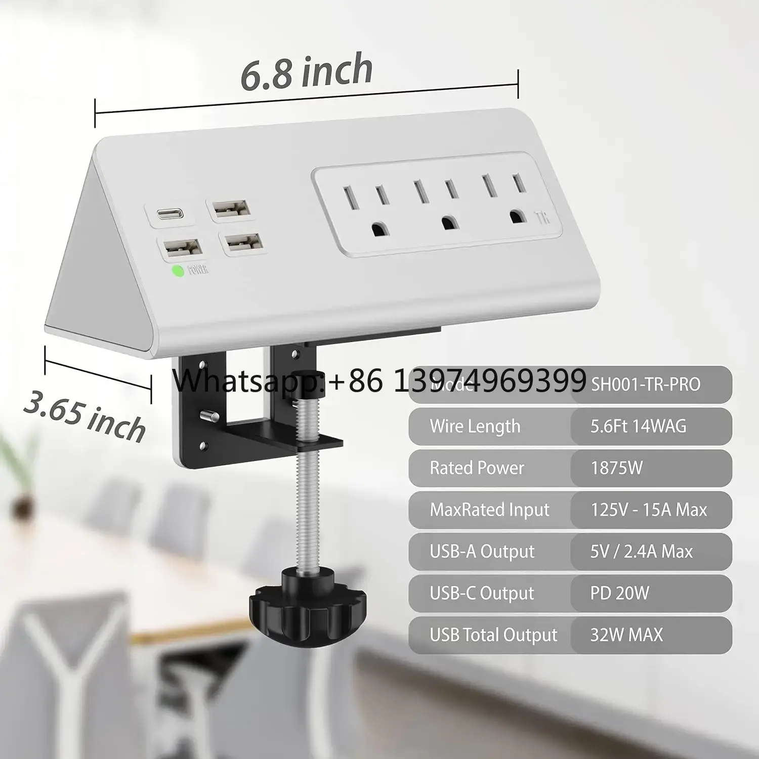 Smart Power Strip 4 Outlet Usb - Schreibtisch-Steckdosenleiste mit PD 20W USB-C, Nachttisch-Steckdosenleiste