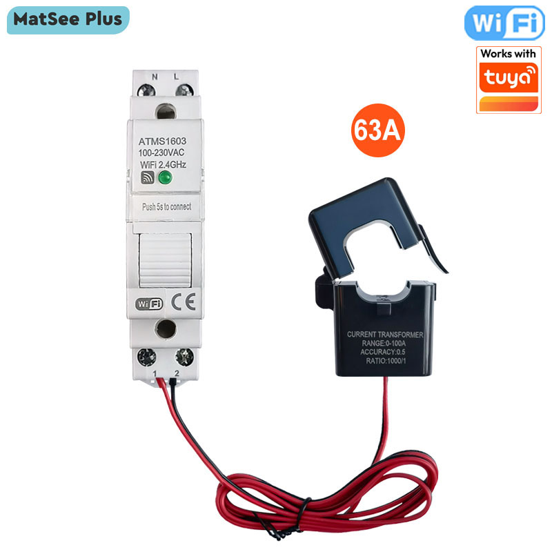 Energy Meter Din Rail Wifi - Intelligenter WLAN-Digitaler Energiezähler 63A DIN-Schiene mit