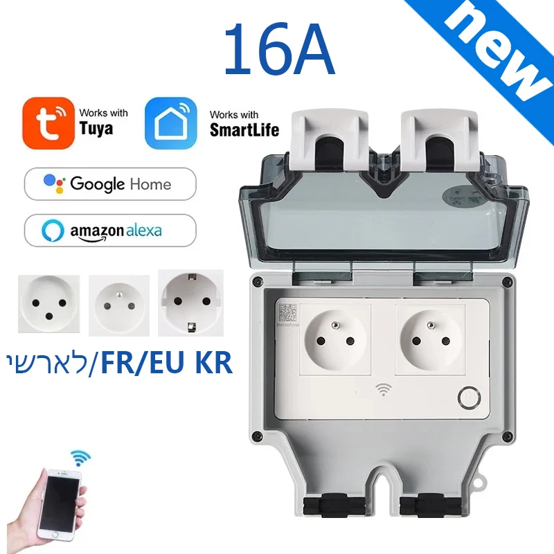 Smart Plug Energy Monitoring Wifi - Tuya Steckdose IP66 Outdoor EU FR