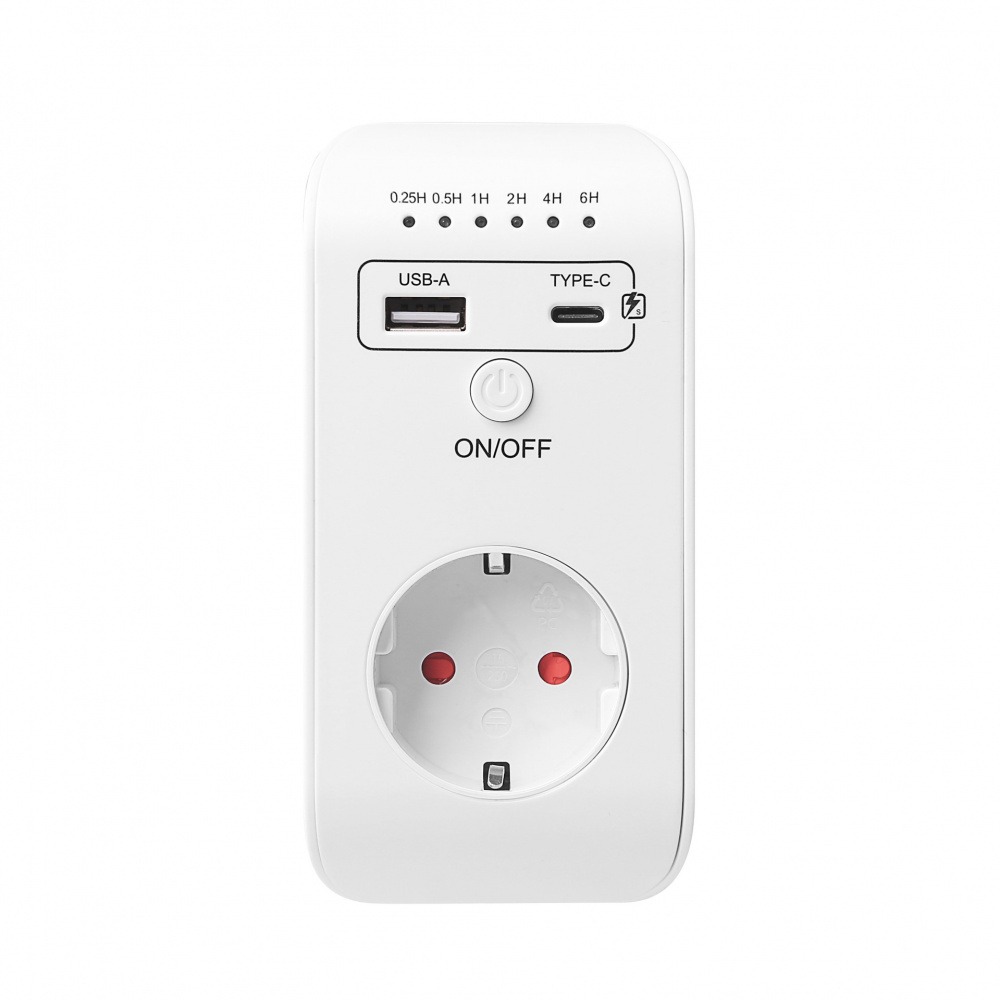 Smart Socket With Timer Countdown - EU-Stecker Countdown-Timer-Steckdose mit USB Typ-C 2,4A