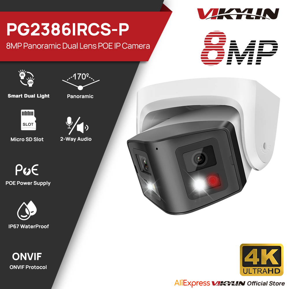 Smart Plug Outdoor Waterproof - Vikylin 8MP Panorama-Smart-Dual-Light-IP-Kamera Zwei-Wege-Sprechfunktion CCTV POE