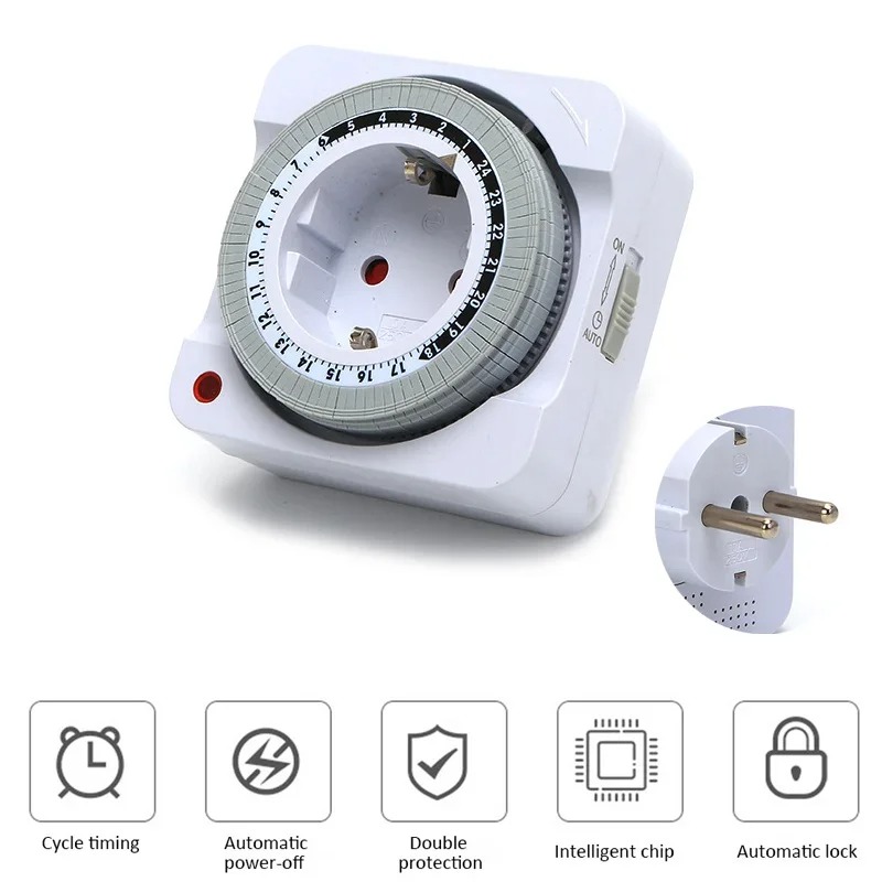 Smart Socket With Timer Countdown - Mechanischer 24-Stunden-Zeitschalter mit EU-Stecker, Intelligenter Countdown,
