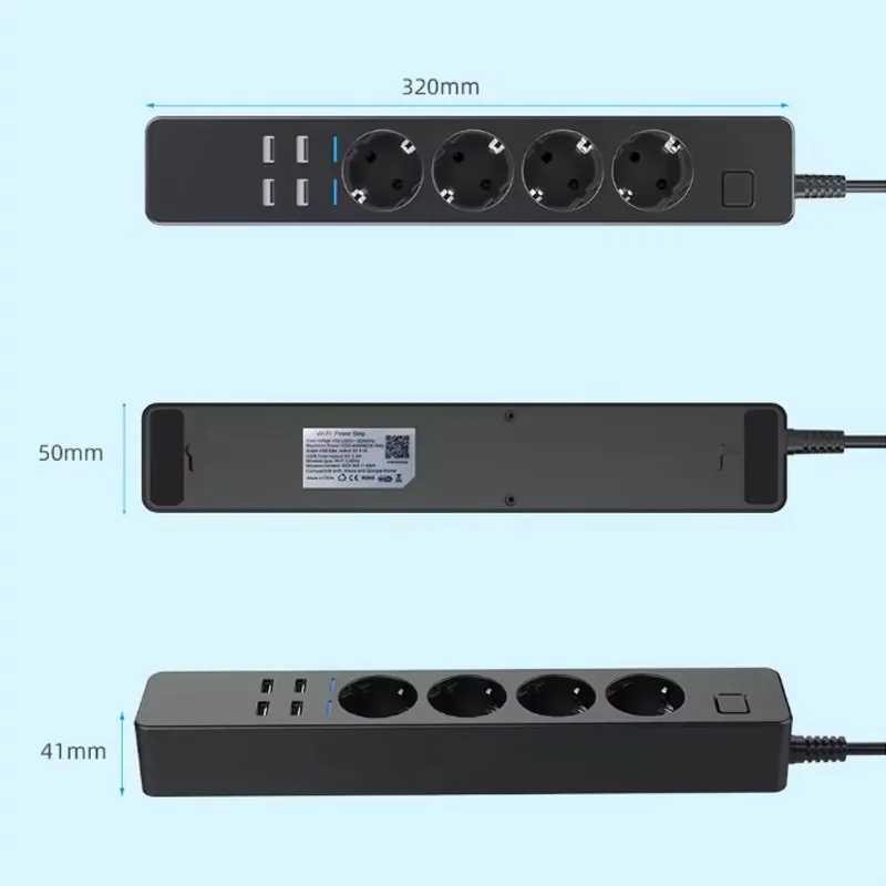 Smart Power Strip 4 Outlet Usb - Intelligente Steckdosenleiste mit WLAN, 4 AC-Steckdosen