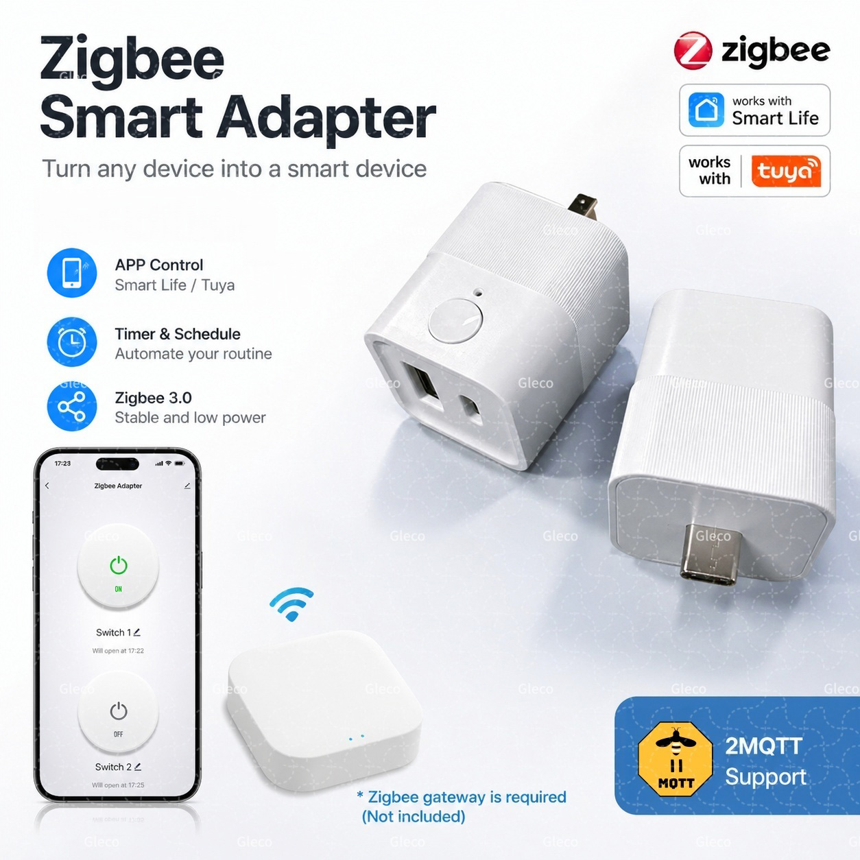 Smart Plug Matter Thread - Tuya Zigbee USB-Adapter Schalter-Steckdose zu Typ-C-Stromadapter