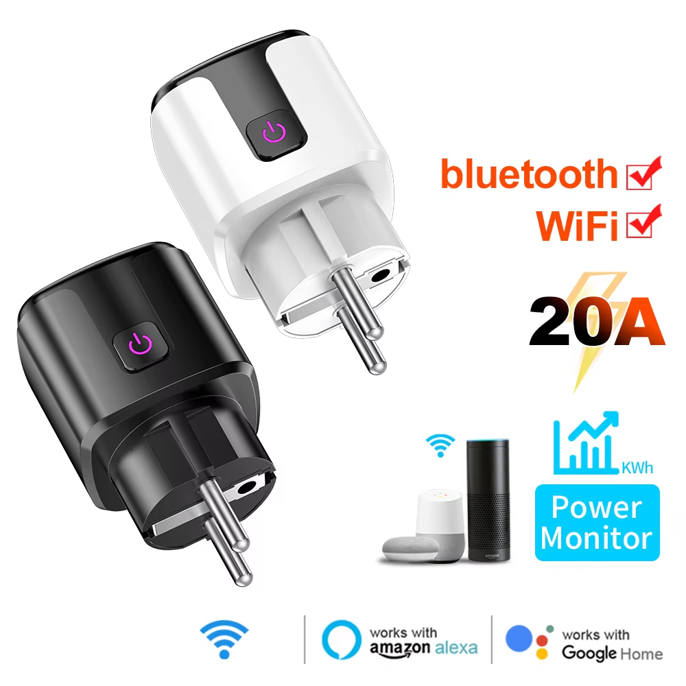 Smart Plug Energy Monitoring Wifi - Intelligente 20A EU-Steckdose mit WLAN+Bluetooth, Energieüberwachung,