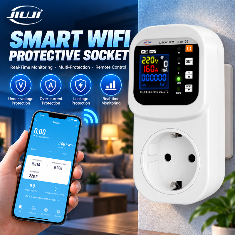 Smart Plug Surge Protector - WLAN-Smart-Steckdose 16A Tuya APP LCD-Energiezähler Einstellbare