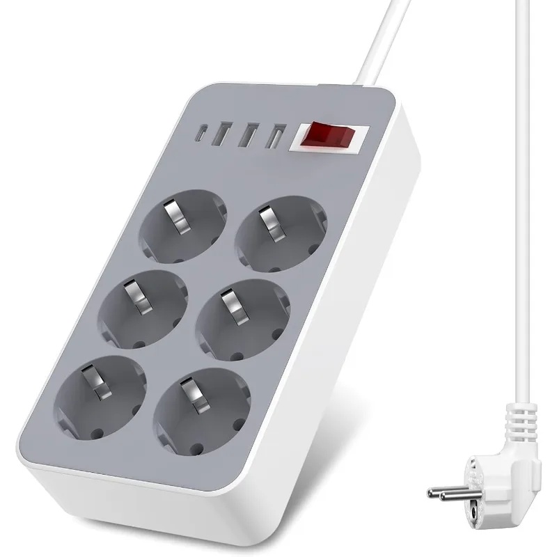 Smart Power Strip 4 Outlet Usb - 10-in-1 EU-Stecker Schalter-Steckdosenleiste 1,8 m 4