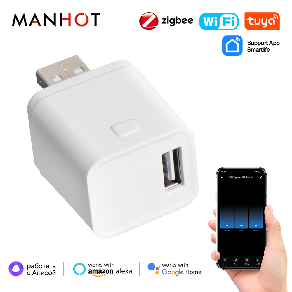 Smart Plug Mini Alexa Google - Tuya WiFi/Zigbee Smart Micro USB Adapter