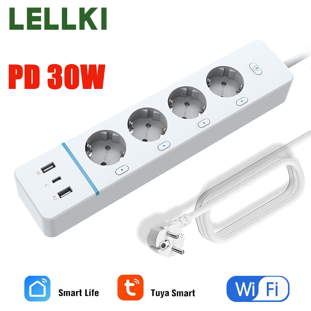Smart Plug Matter Thread - LELLKI WLAN-Steckdose 2A1C PD30W Stromleiste Energiemonitoring