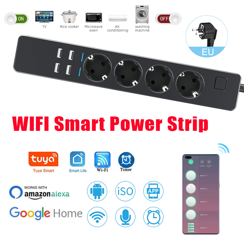 Smart Power Strip 4 Outlet Usb - Intelligente Steckdosenleiste mit 4 EU-Steckdosen, Stecker,