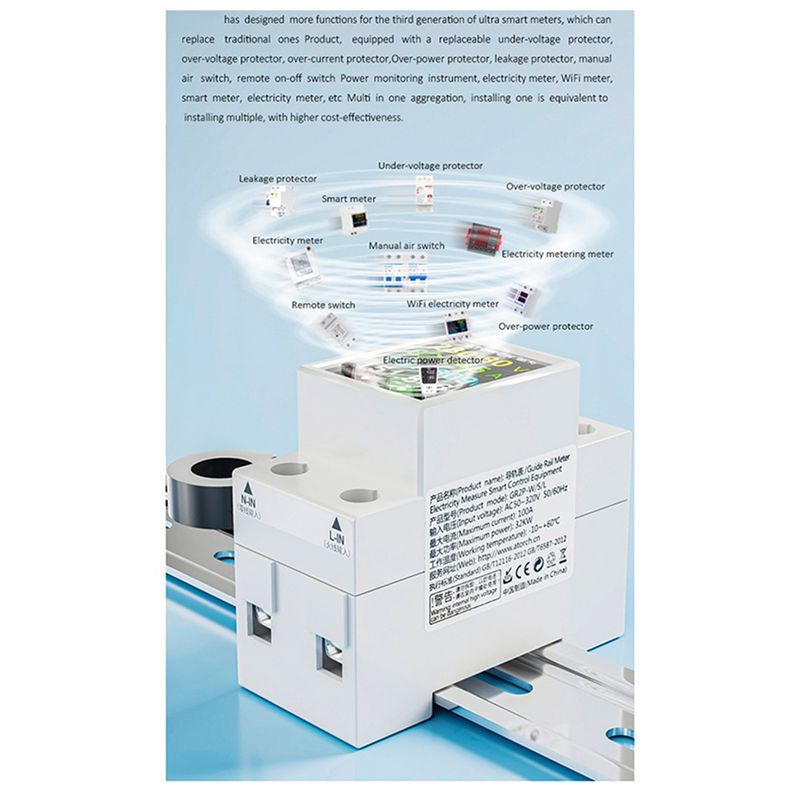 Energy Meter Din Rail Wifi - ABQU 100A Tuya WiFi Smart DIN-Schiene