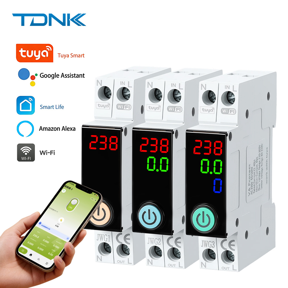 Energy Meter Din Rail Wifi - Tuya WiFi DIN-Schienen-Smart-Leistungsschalter 1P+N 63A mit