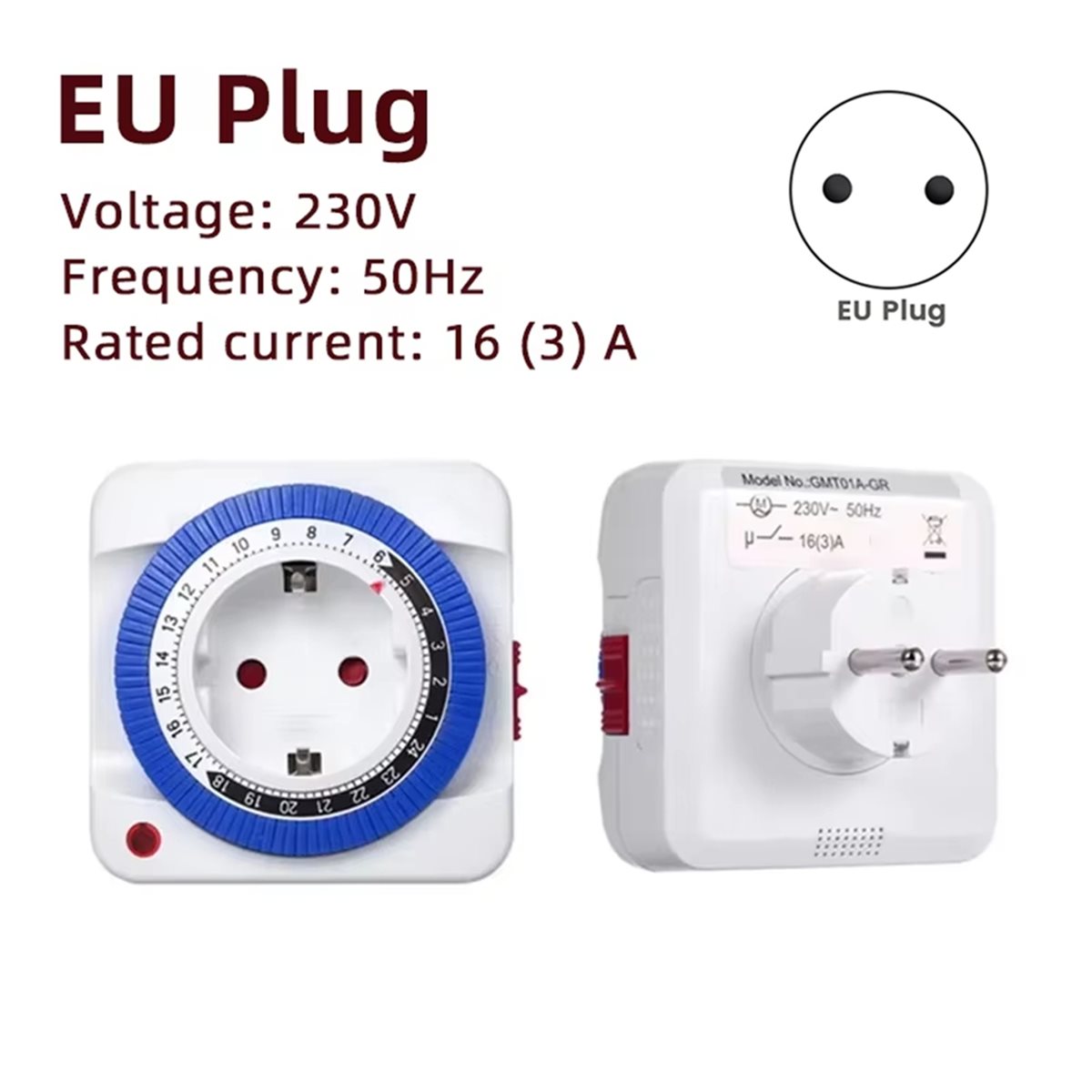 Smart Socket With Timer Countdown - EU 24-Stunden-Timer-Schalter, mechanischer, geerdeter, programmierbarer Smart-Countdown-Loop-Schalter,