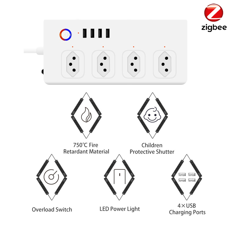 Brasilien Smart Zigbee Steckdo – Smart Power Strip 4 Outlet Usb Bewertung und Preis