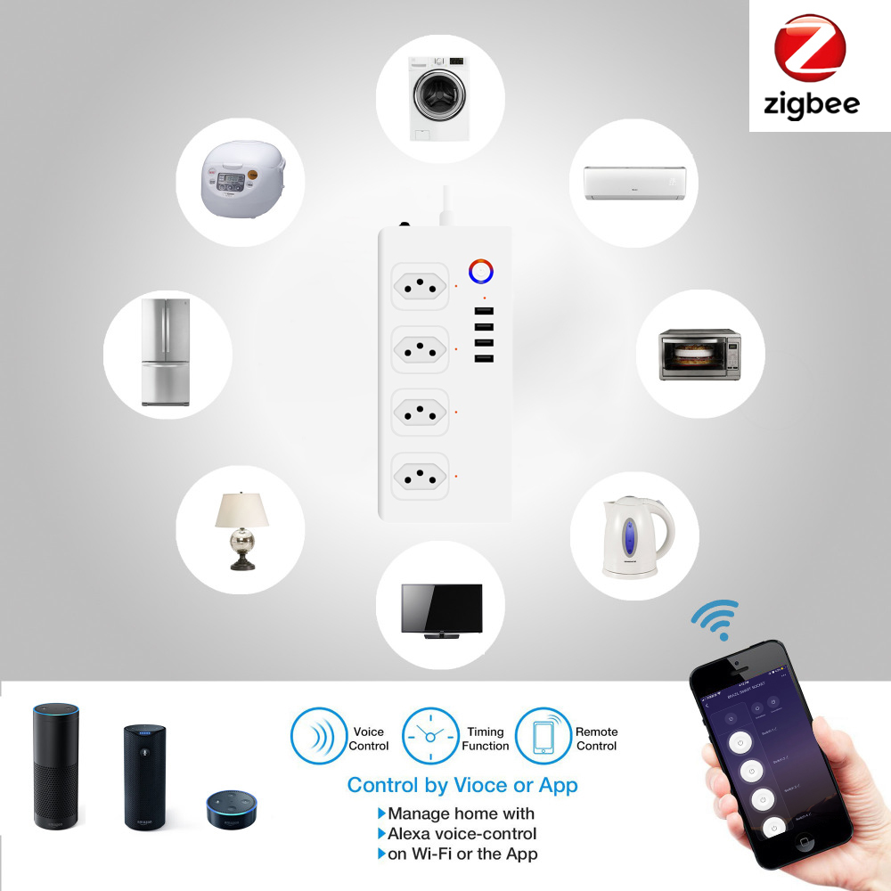 Brasilien Smart Zigbee Steckdo – Smart Power Strip 4 Outlet Usb Bewertung und Preis