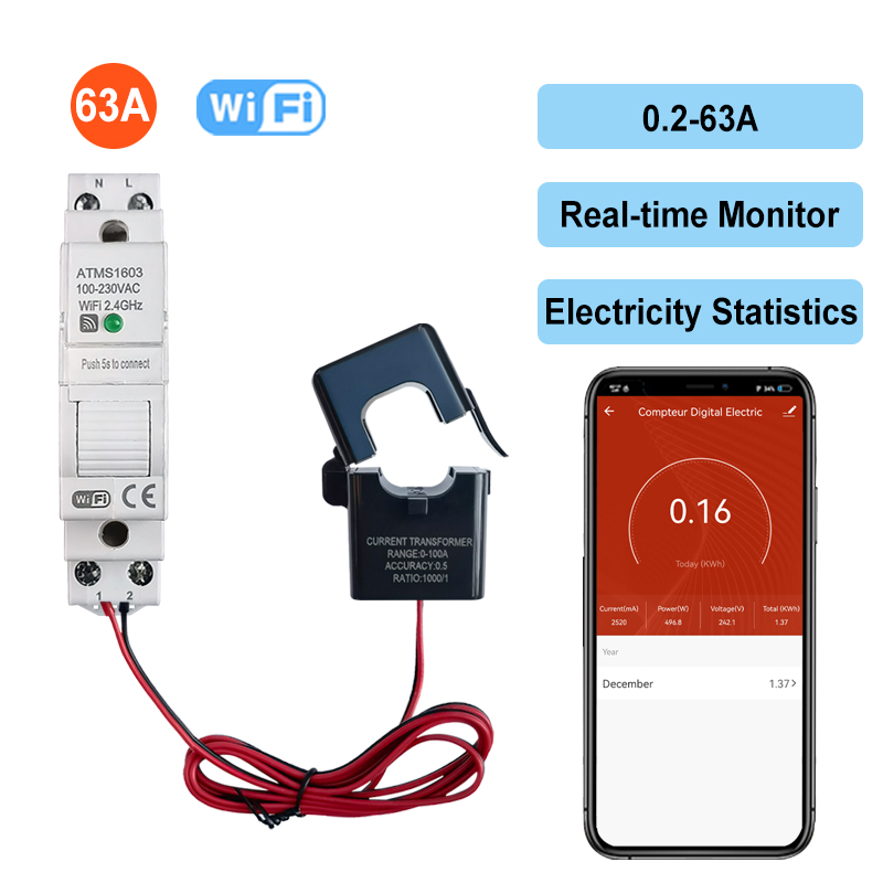 Intelligenter WLAN-Digitaler E – Energy Meter Din Rail Wifi Bewertung und Preis