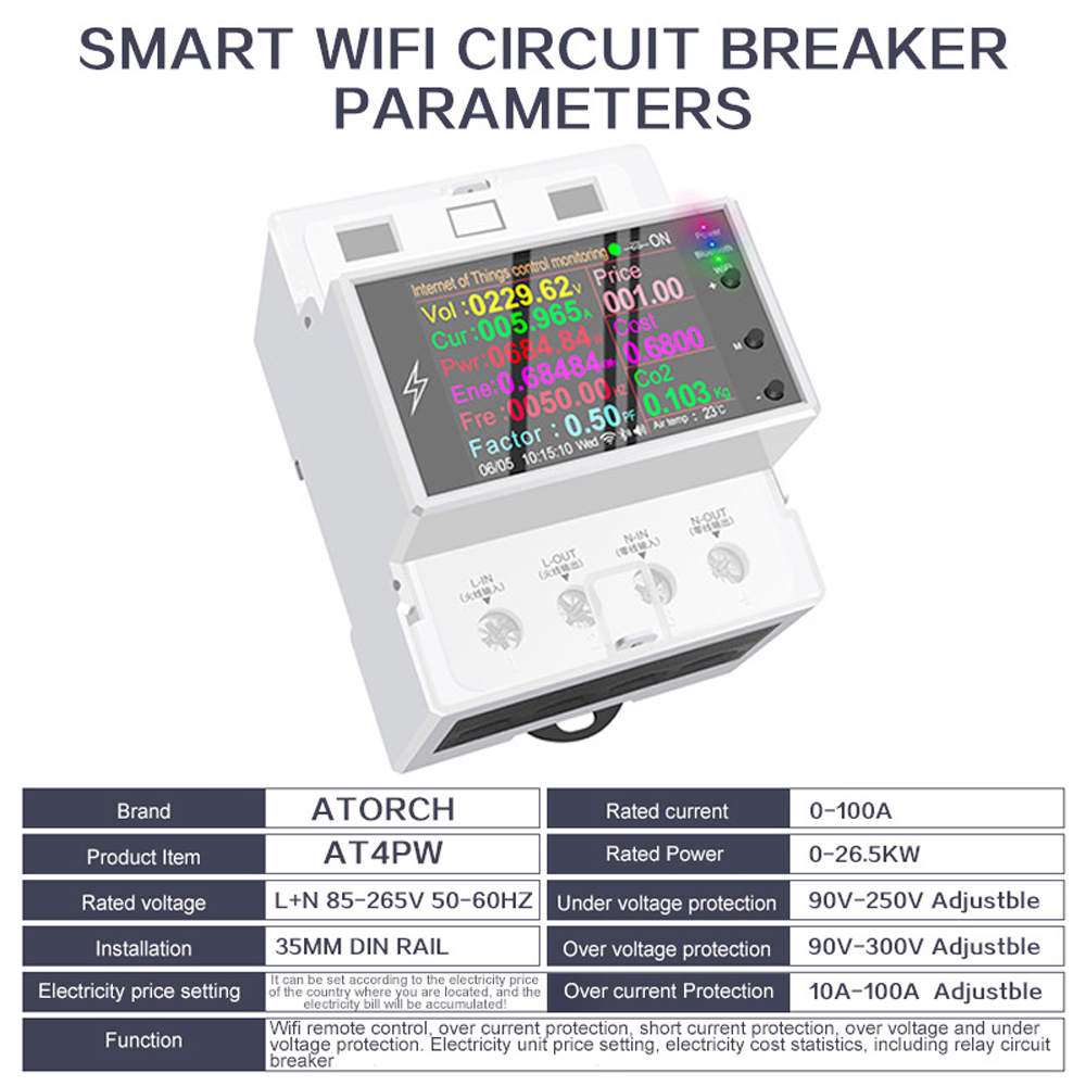 AT4PW WIFI Din Rail Smart Ener – Energy Meter Din Rail Wifi Bewertung und Preis