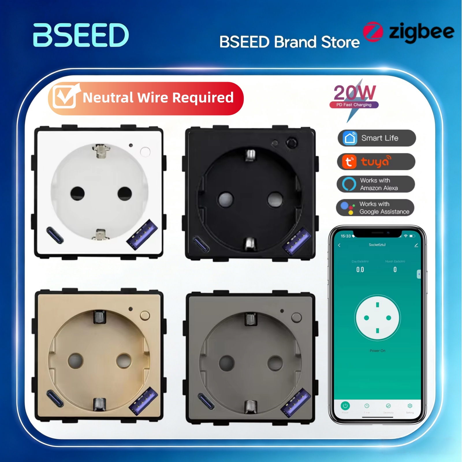 BSEED Zigbee Smart Steckdose T – Smart Socket 16A Tuya App Bewertung und Preis