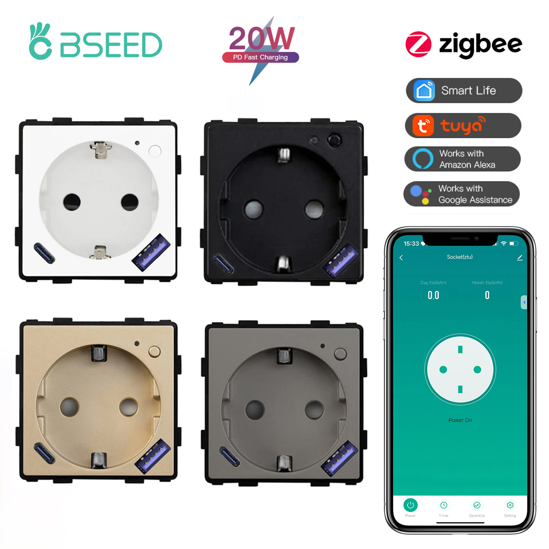 BSEED Zigbee Smart Steckdose T – Smart Socket 16A Tuya App Bewertung und Preis